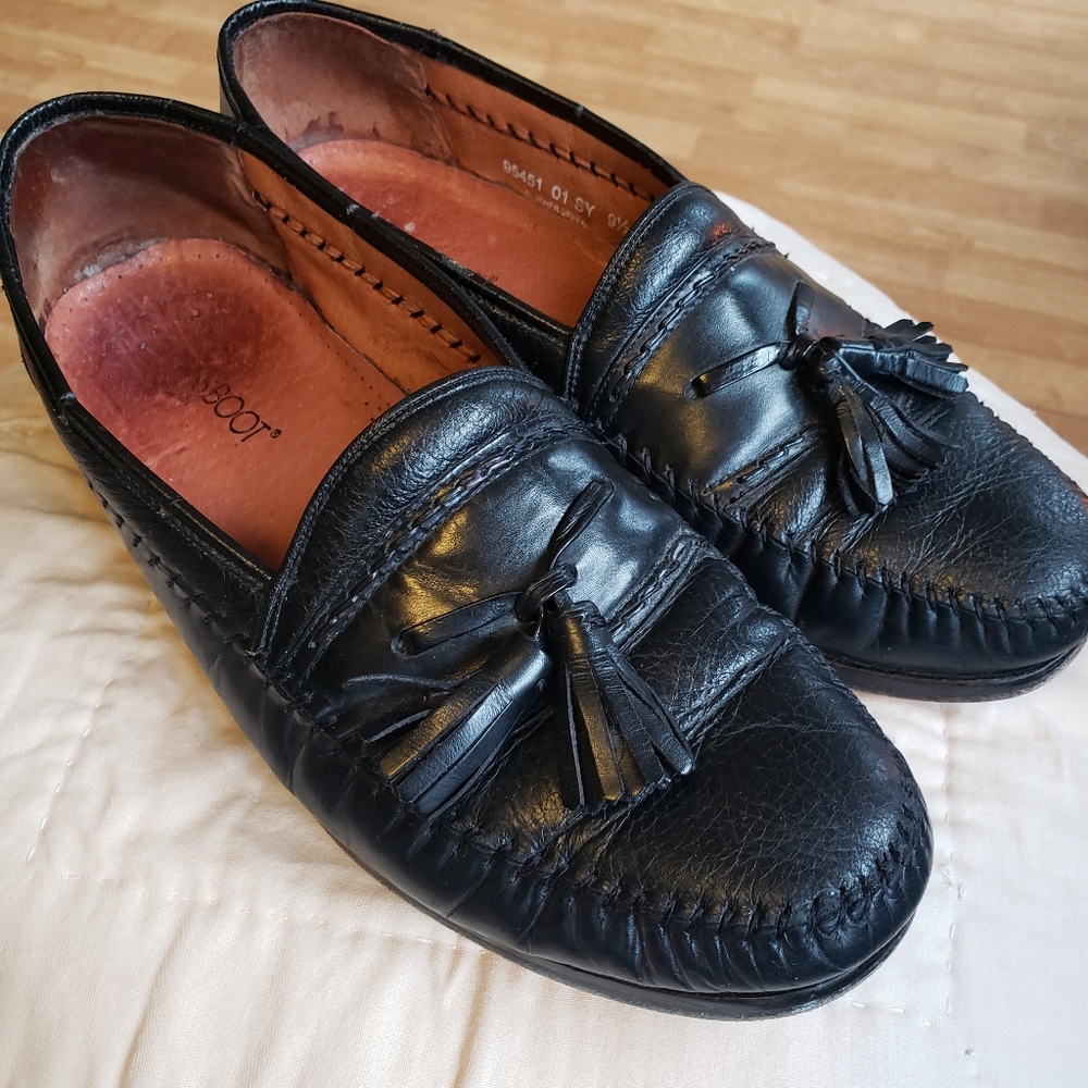 Mens dress shoes Brass Boot size 9.5 black leather